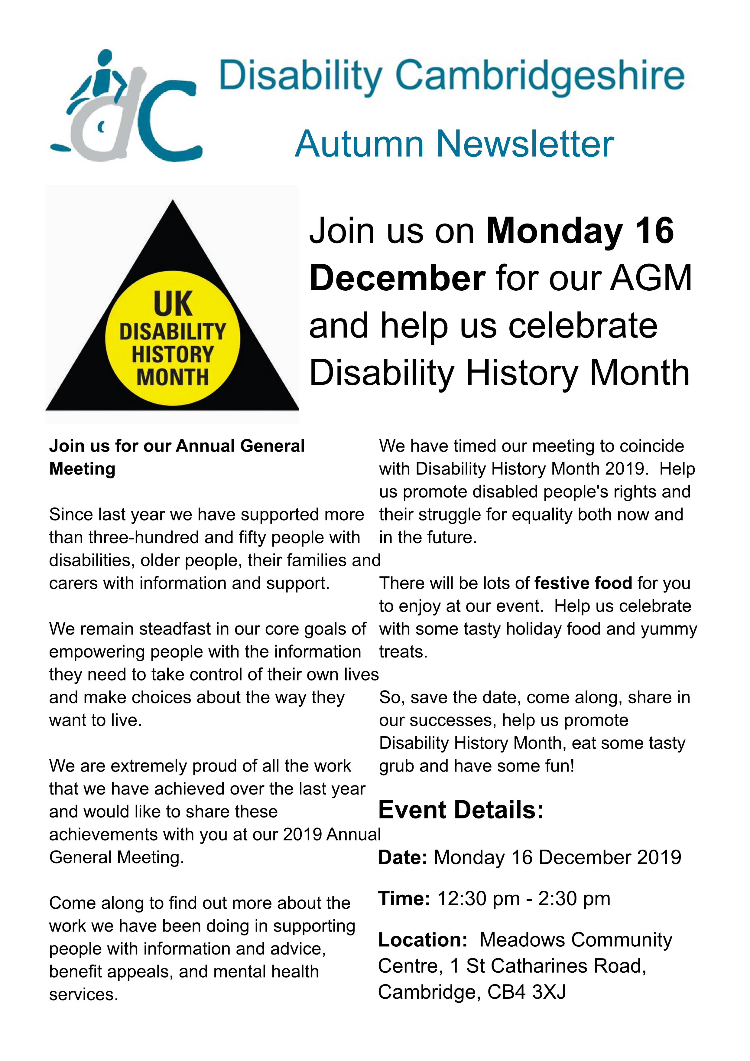 Disability Cambridgeshire Newsletter