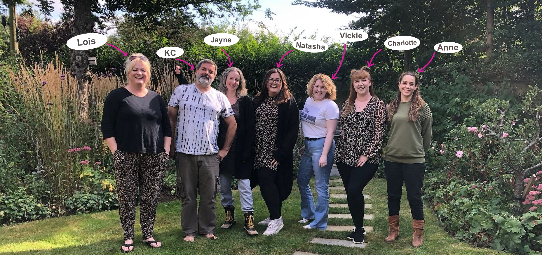 Team photo with Lois, KC, Jayne, Natasha, Vickie, Charlotte and Anne