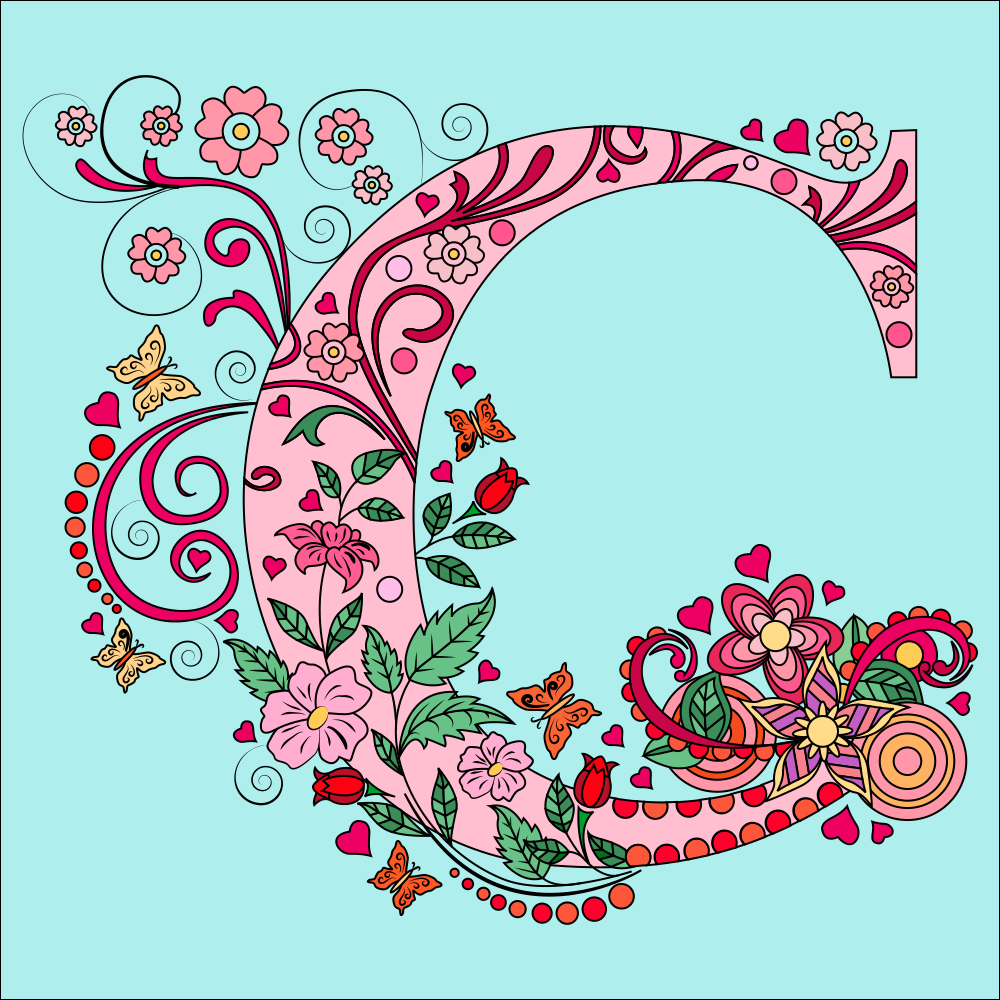 The letter C with flower art work 