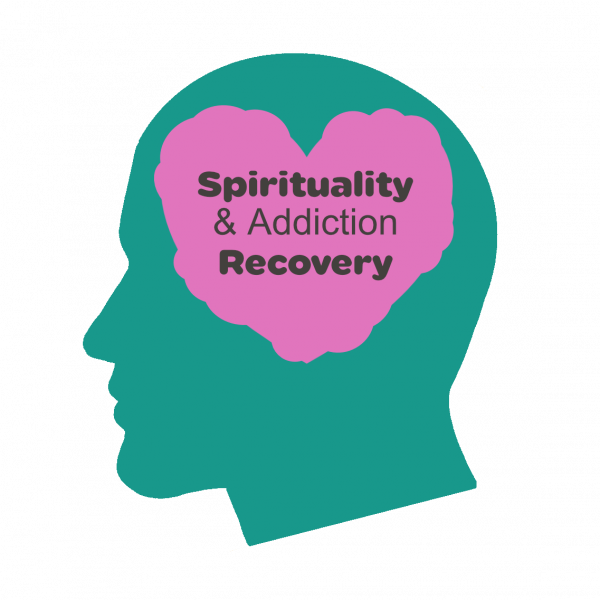 Spirituality and Addiction Training Logo, silhouette of a head with a heart shaped brain inside with the words 'Spirituality and Addiction Recovery'